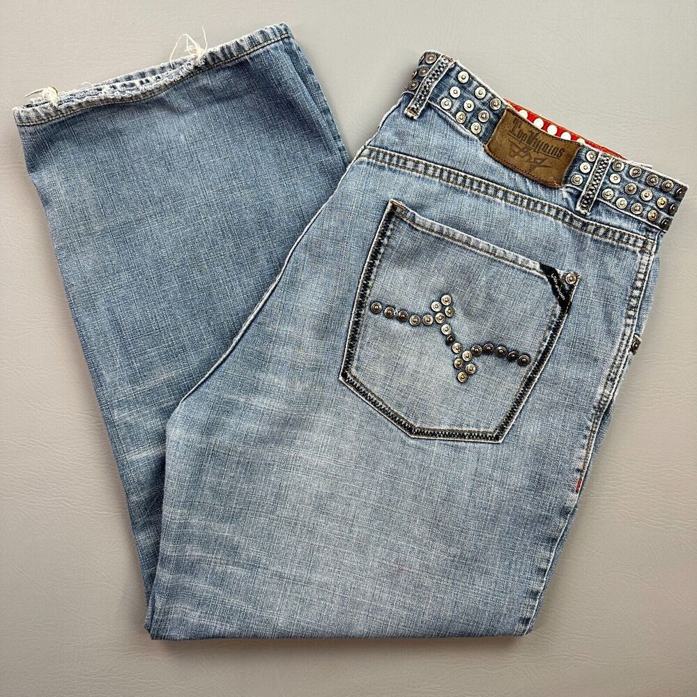 Vintage Lifted Research Group LRG Jeans Mens 40x28 Baggy Hip Hop Studded Y2K